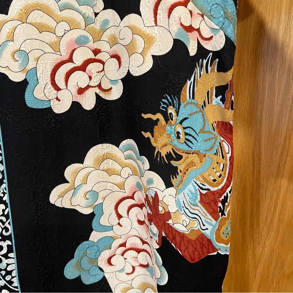 Citron Santa Monica Dragon Print Silk Blouse Top Black Size 3X Chinese Oriental - Picture 6 of 8